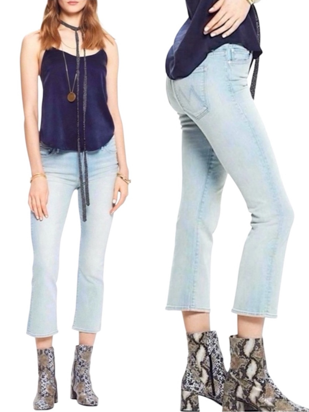 MOTHER Jeans The Insider Crop in Wink Mid-Rise Light Wash Blue Size 27